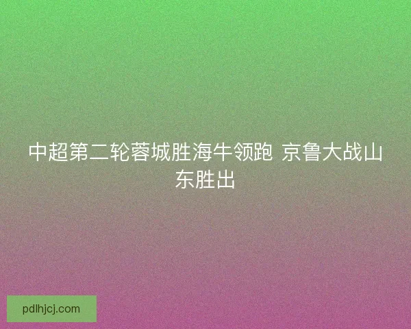 中超第二轮蓉城胜海牛领跑 京鲁大战山东胜出