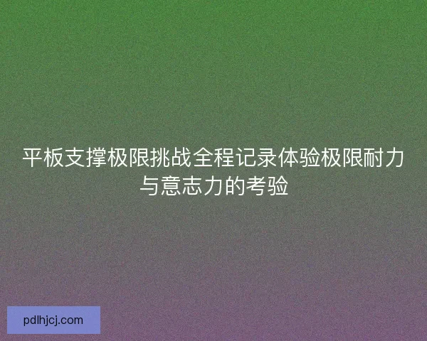 平板支撑极限挑战全程记录体验极限耐力与意志力的考验